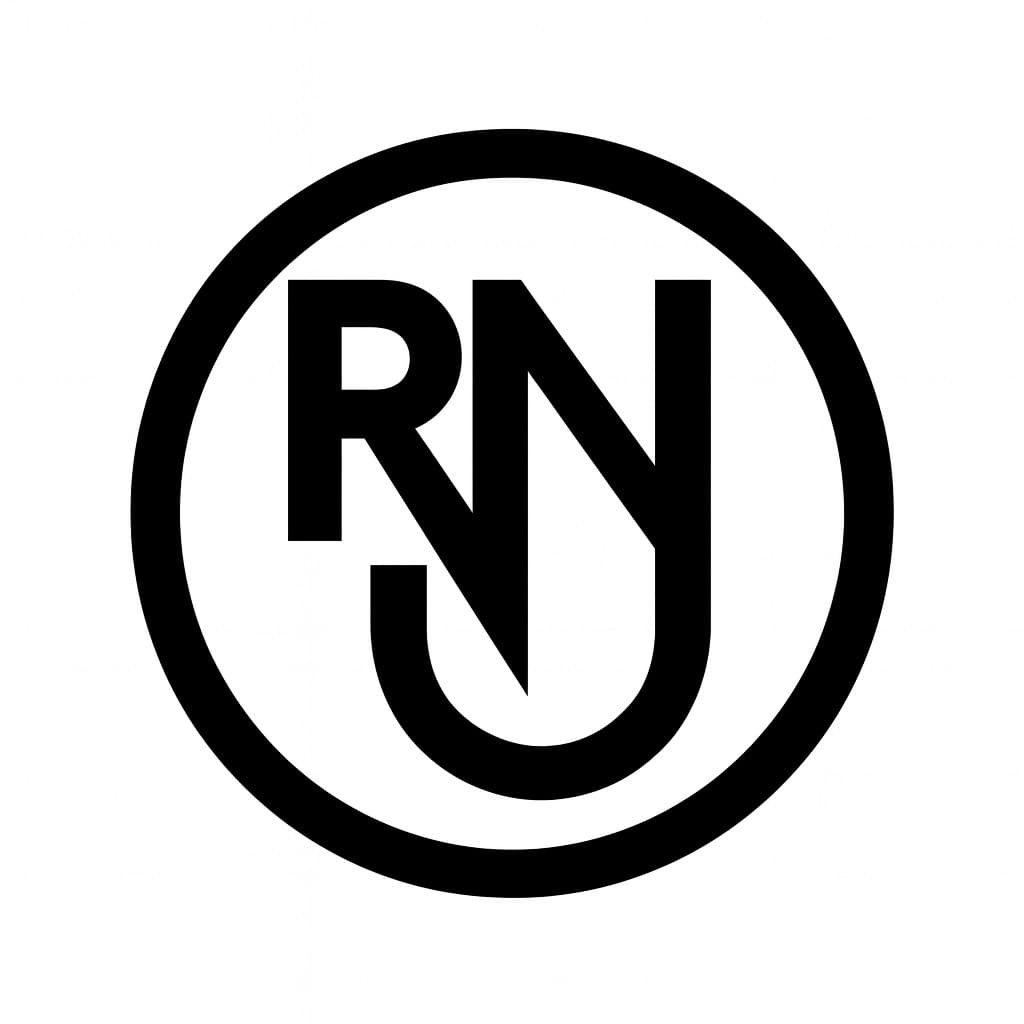 RNJ monogram, black on white