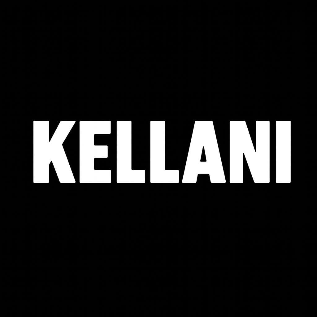 Kellani wordmark, white on black
